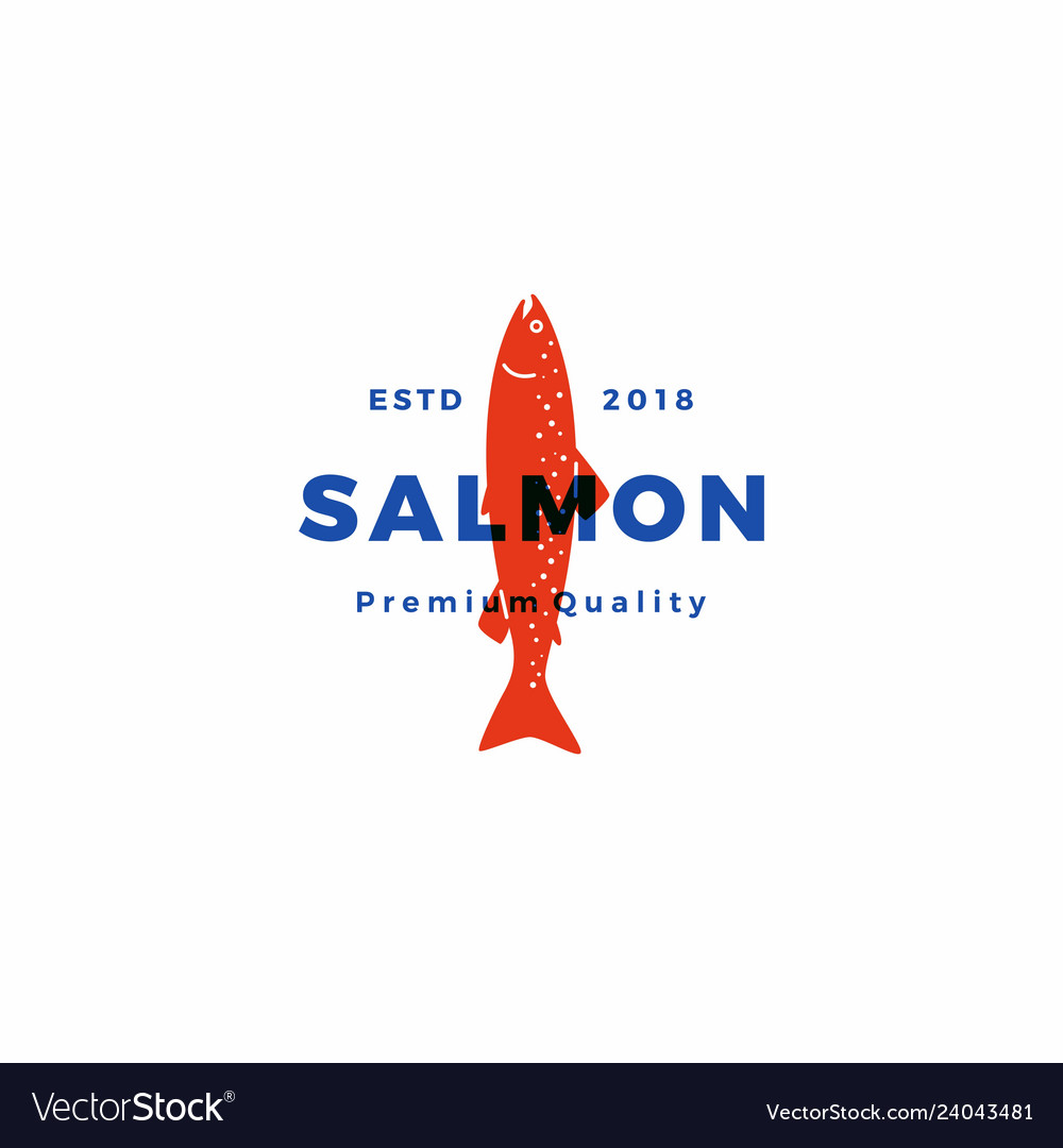 Salmon fish logo seafood label badge sticker Vector Image