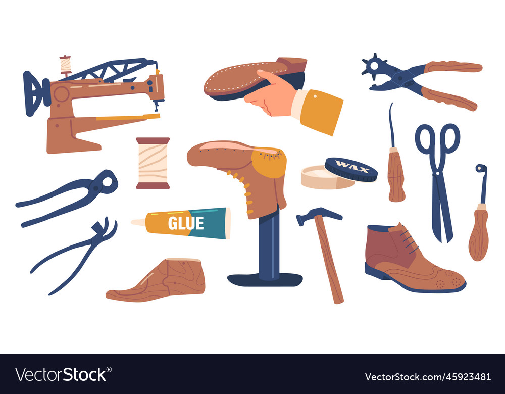 Set of boarding tools board lasts cutting knives Vector Image