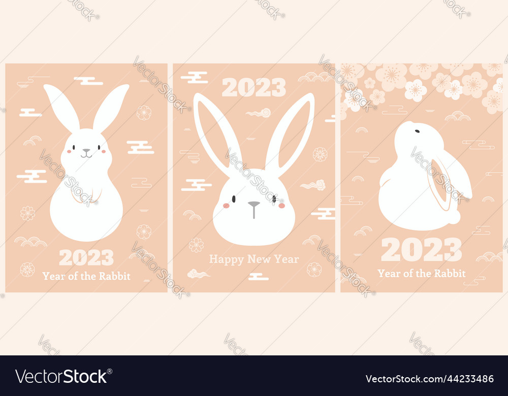 2023 lunar new year cute rabbits poster collection