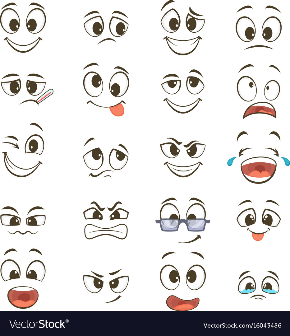 Cartoon face expressions, vector