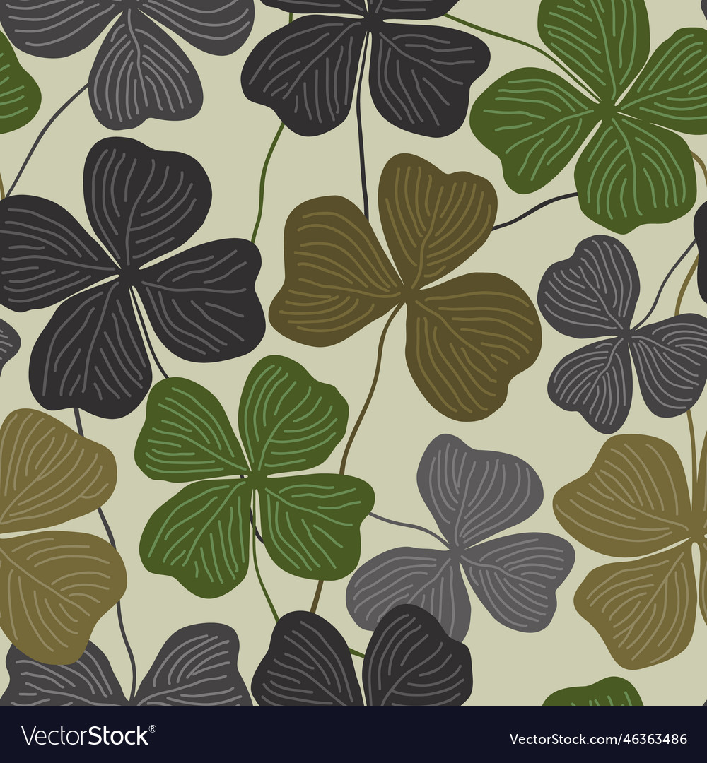 Clover leaf seamless pattern hand drawn doodle