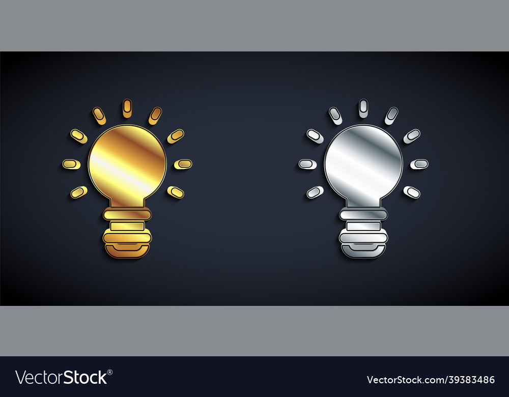 Gold and silver creative lamp light idea icon