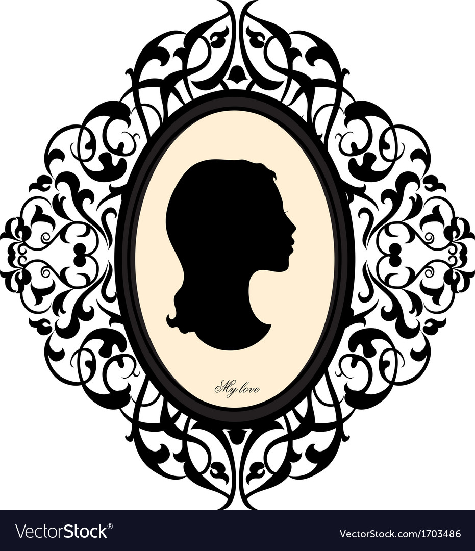 Medallion with a portrait of girl Royalty Free Vector Image