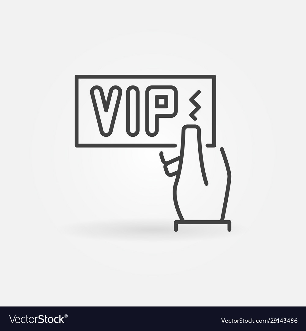 Vip card in hand icon in thin line style vector image Vip card in hand icon in thin line style