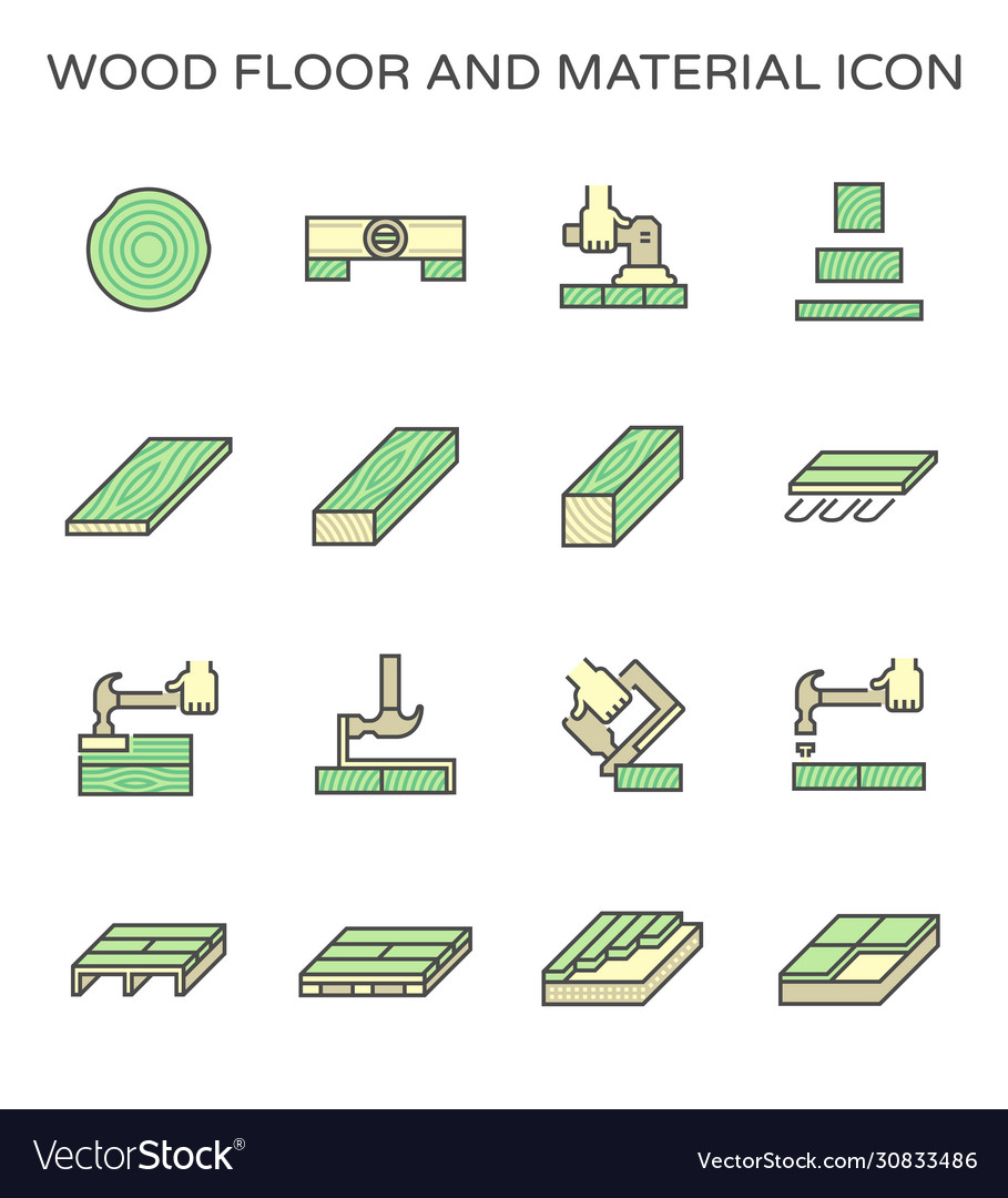 Wood floor material and construction tool icon