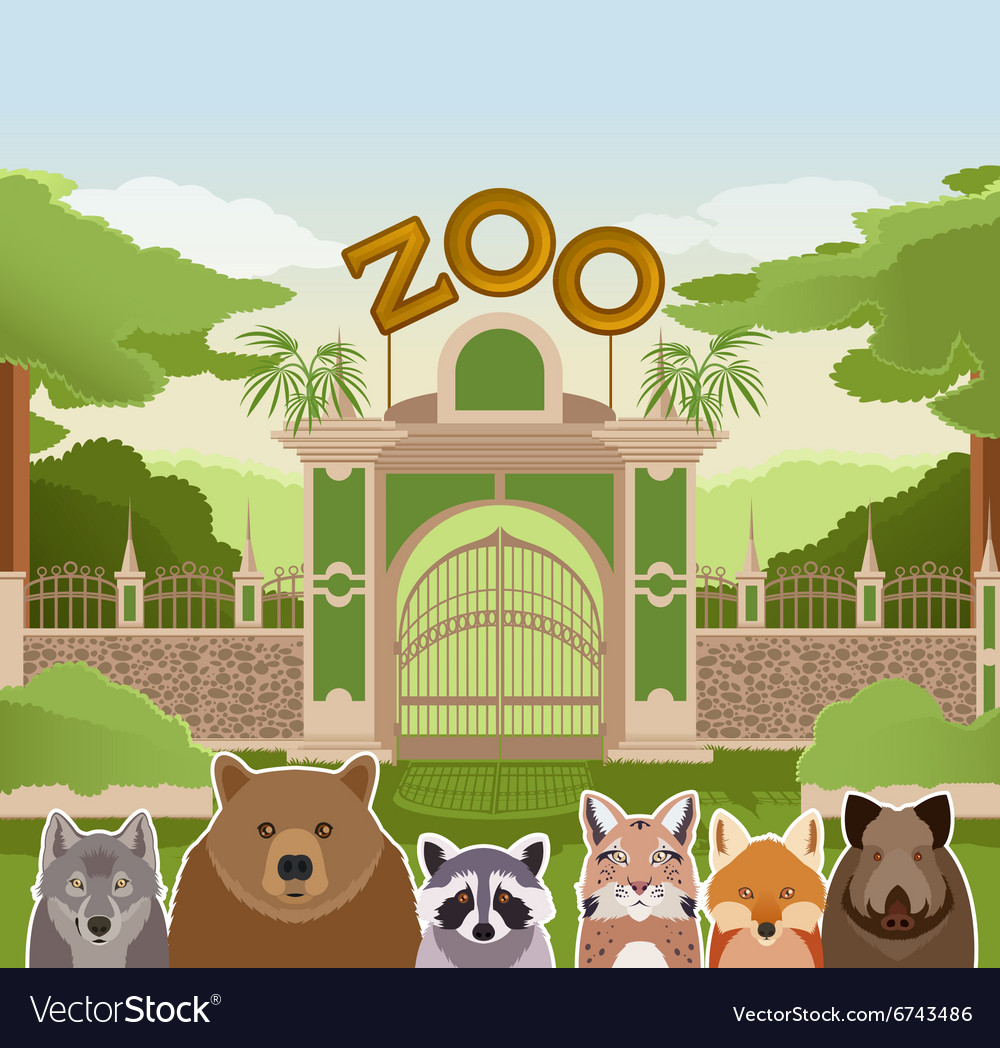 Zoo gate with forest animals