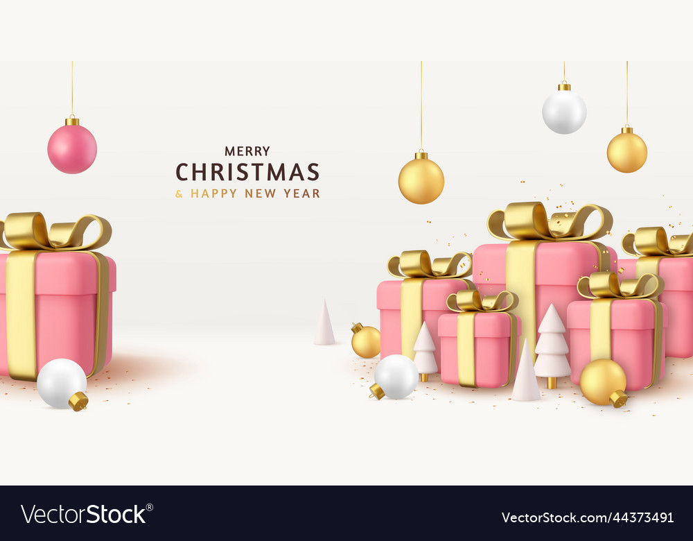 3d merry christmas and happy new year background Vector Image
