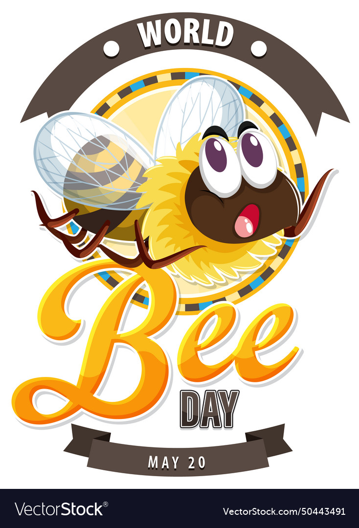 Cartoon bee with globe celebrating world day Vector Image