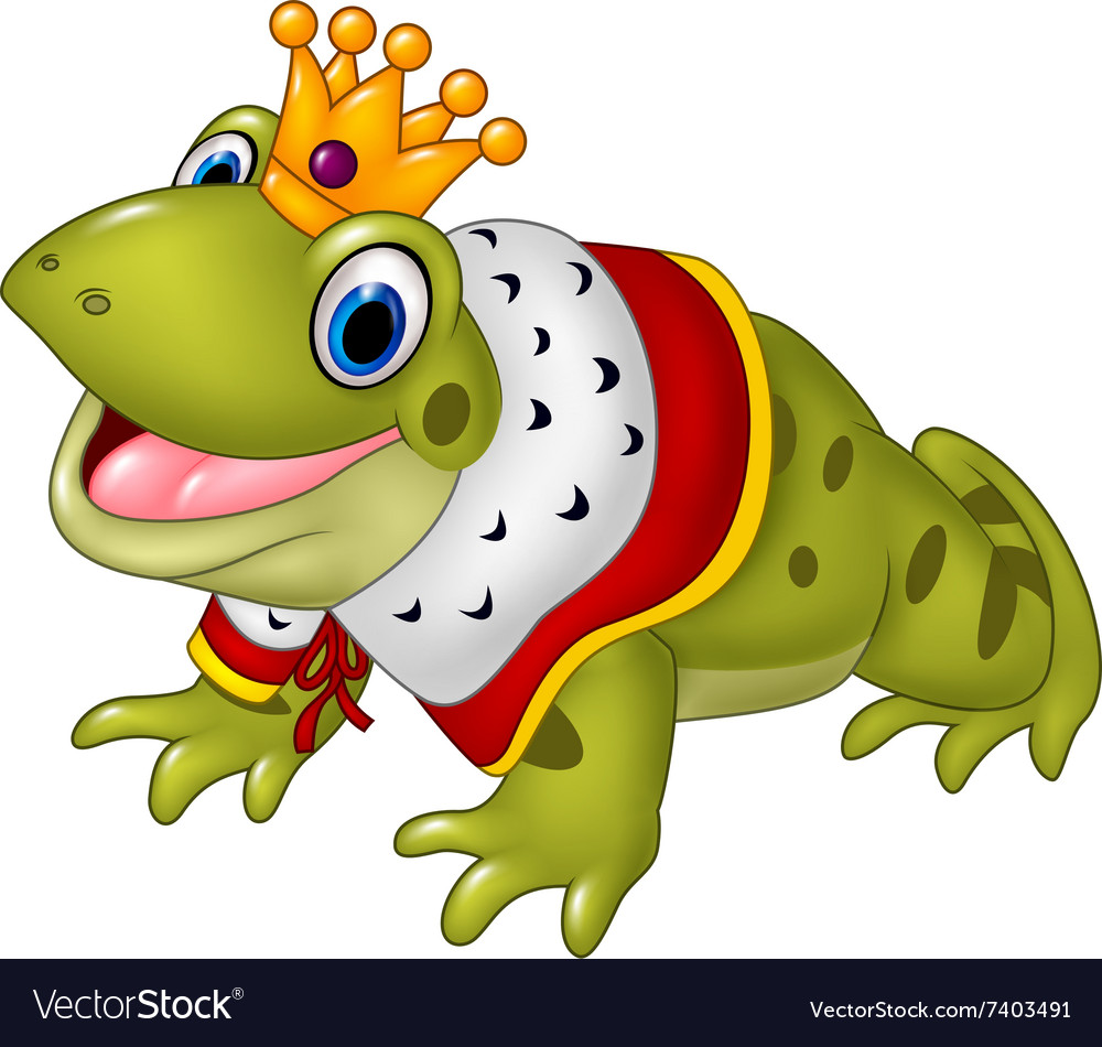 Cute frog king isolated on white background Vector Image