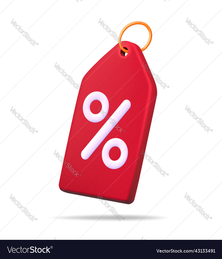 Discount icon 3d price tag coupon with percentage vector image Discount icon 3d price tag coupon with percentage