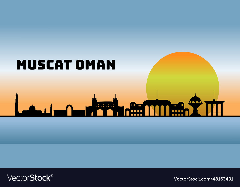 Muscat oman at afternoon cityscape skyline sketch