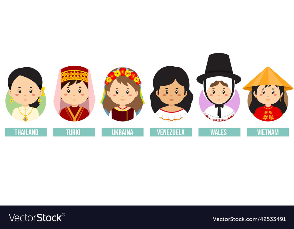 Set girl avatars with different countries