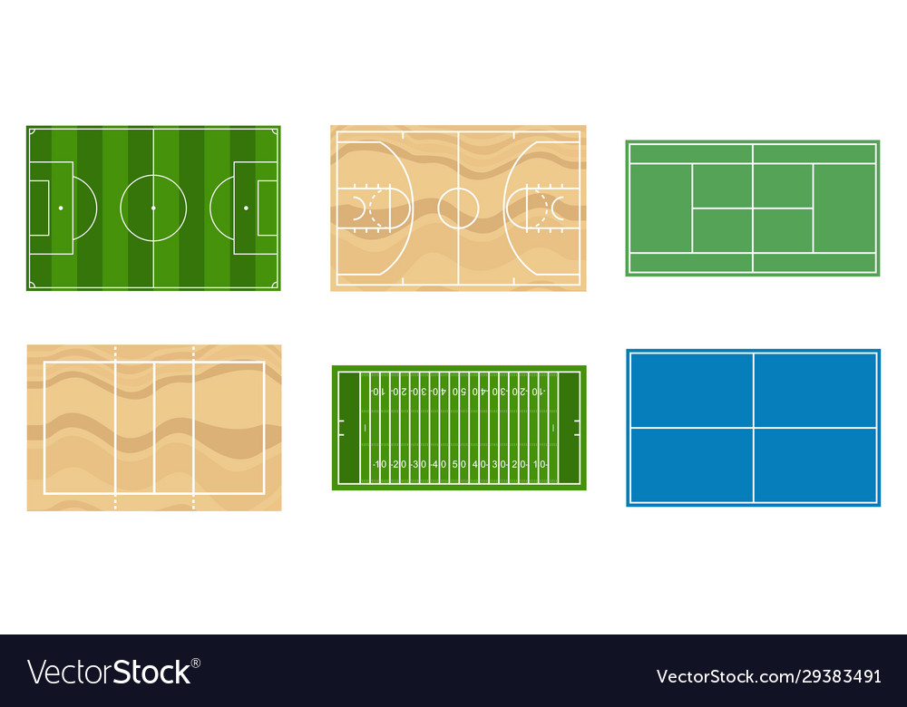 Sport fields set top view isol Royalty Free Vector Image