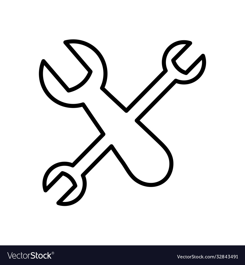 Technical tools crossed line style Royalty Free Vector Image