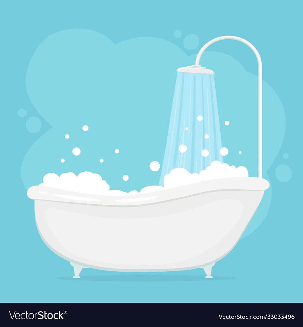 Badewanne mit Dusche im blauen Badezimmer