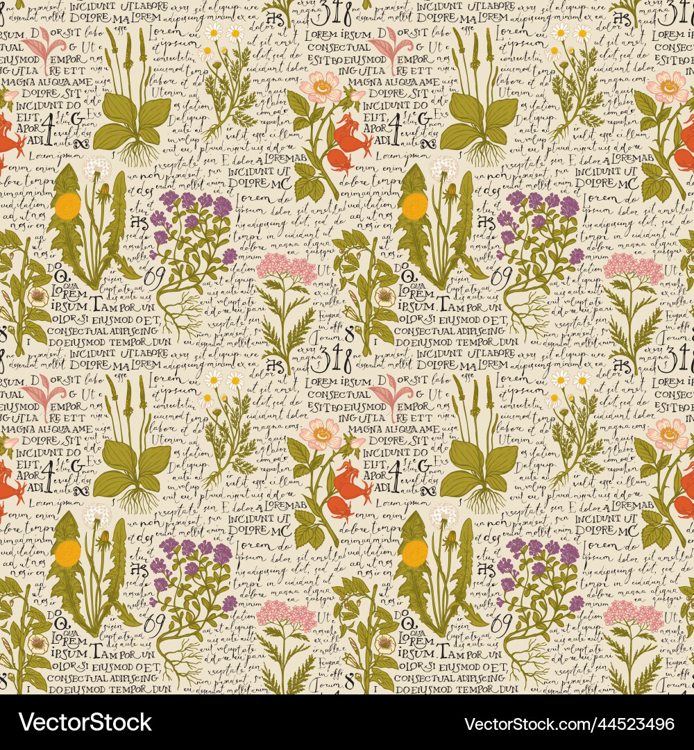 Colored seamless pattern with hand-drawn Vector Image