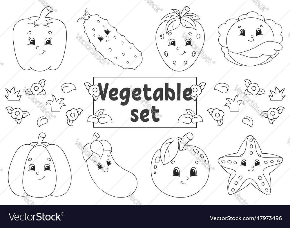 Coloring book for kids cheerful characters cute Vector Image