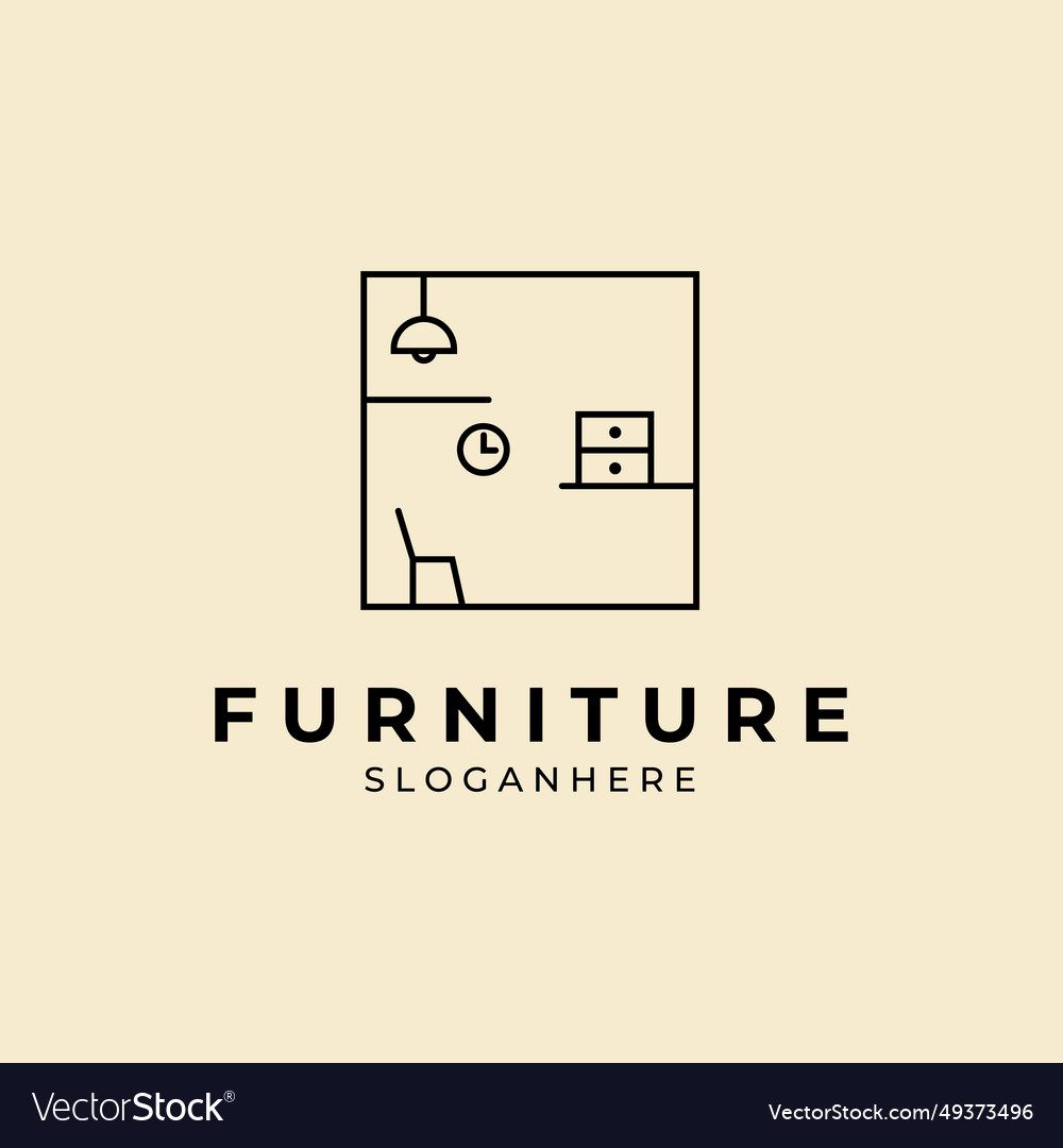 Home Furniture Logo Line Template Design Vector Image