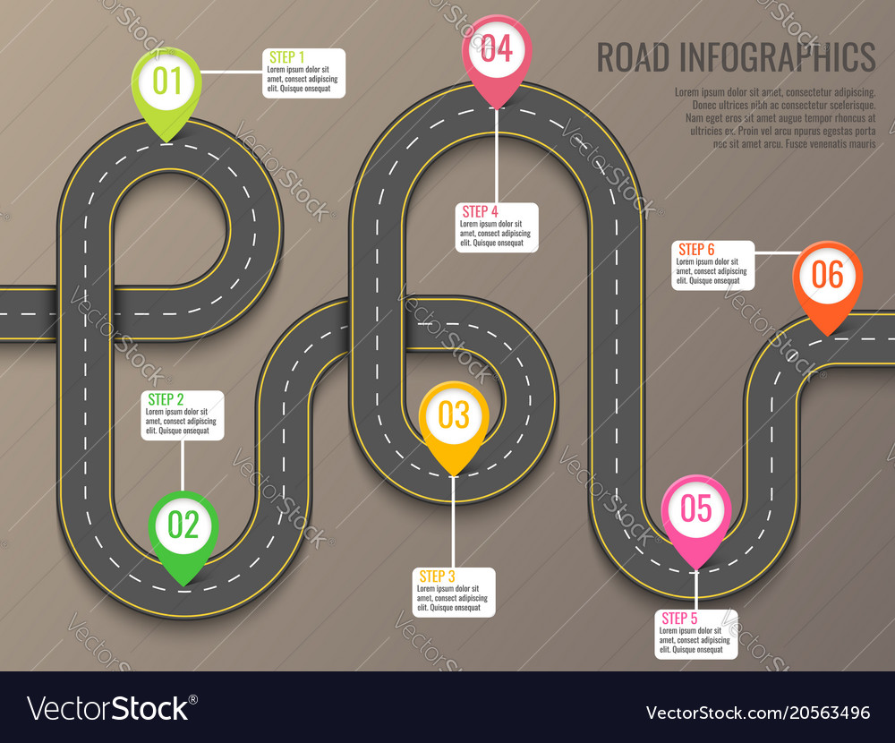 Infographics template with road map using pointers In Blank Road Map Template