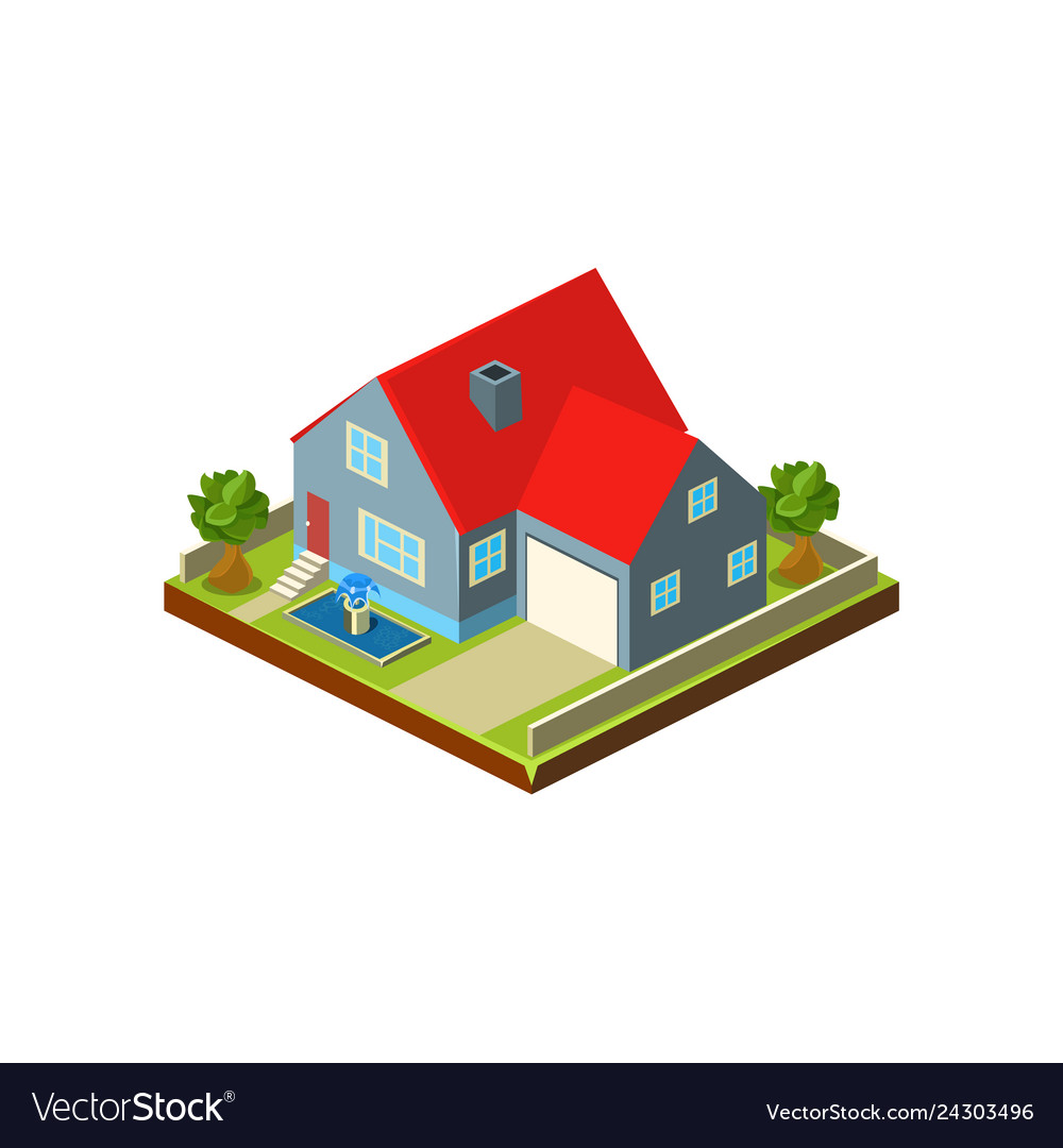 Isometric icon representing modern house Vector Image