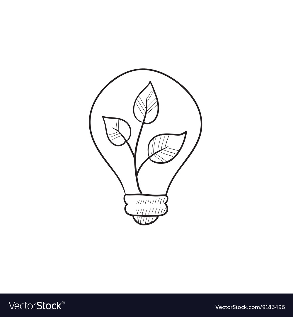 Lightbulb and plant inside sketch icon