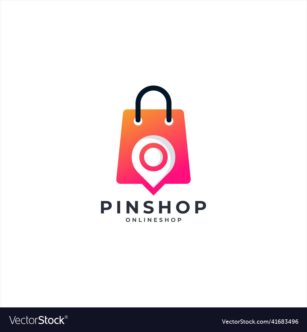 Map pin location with shopping bag logo design Vector Image