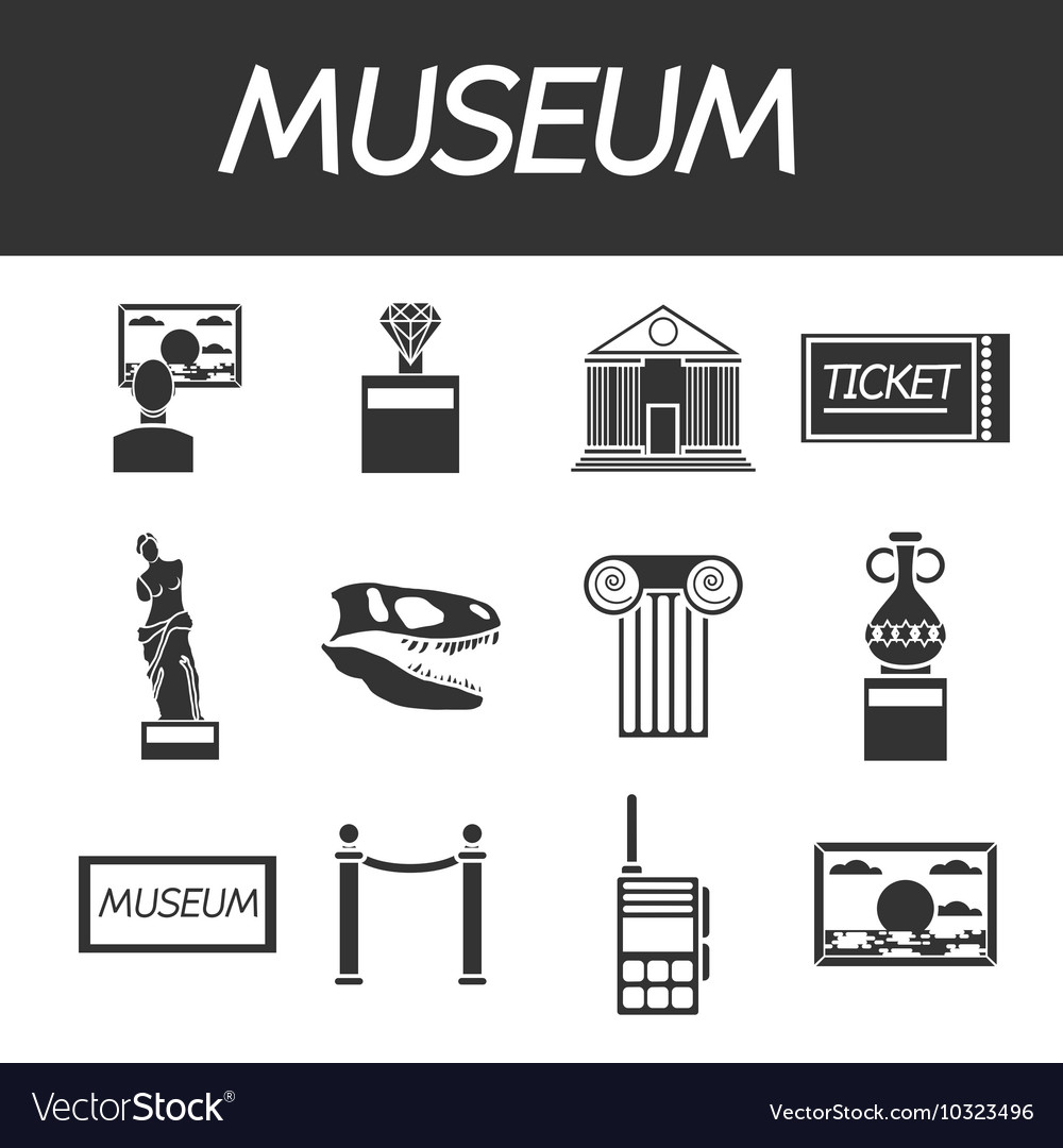 Museum icons set Royalty Free Vector Image - VectorStock