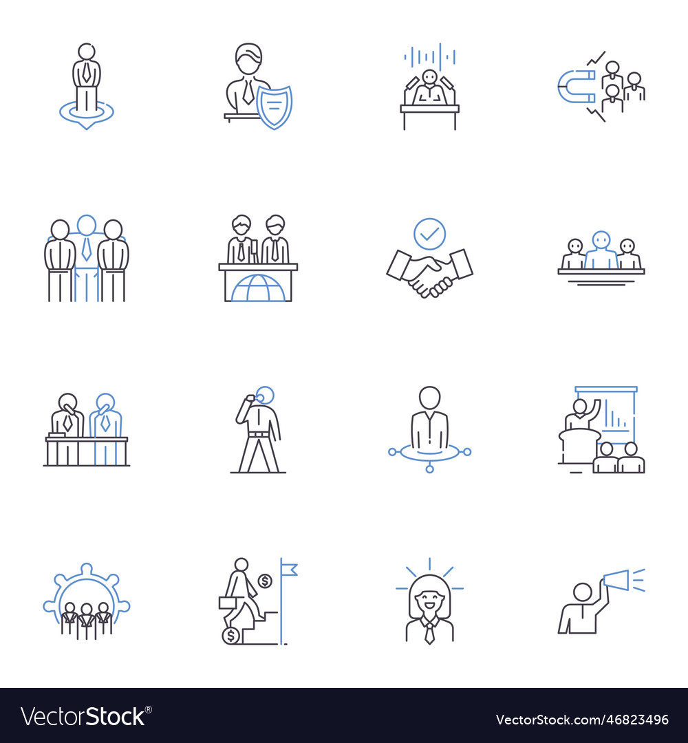 Political power line icons collection authority