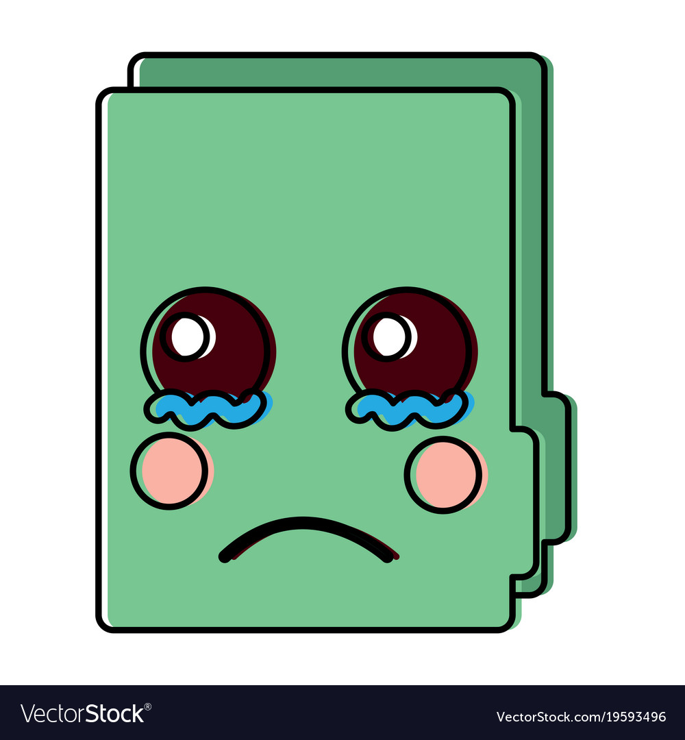 Sad file folder kawaii icon image Royalty Free Vector Image