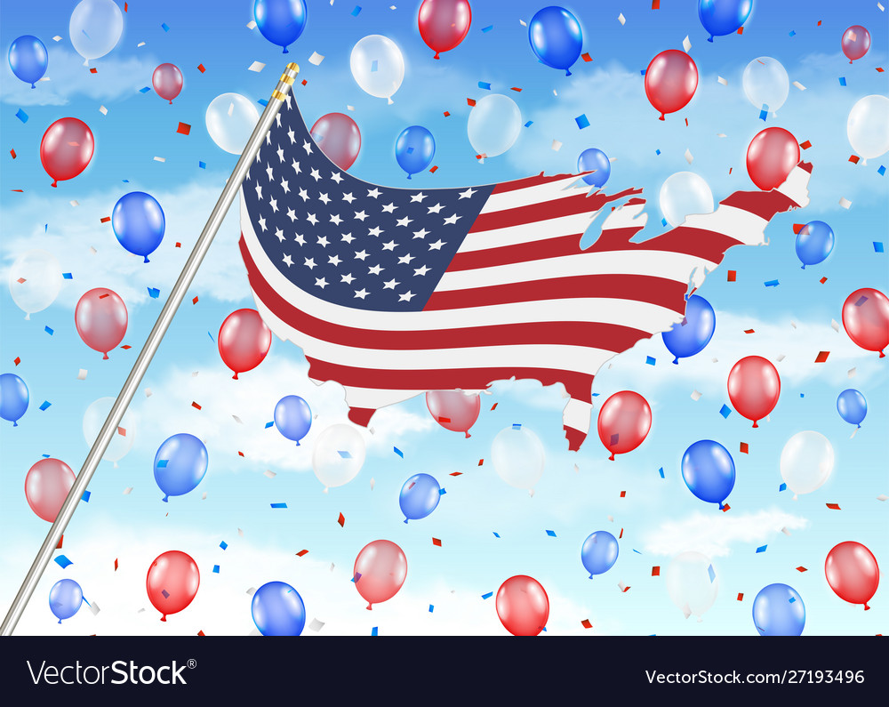 United state america flag balloon with sky