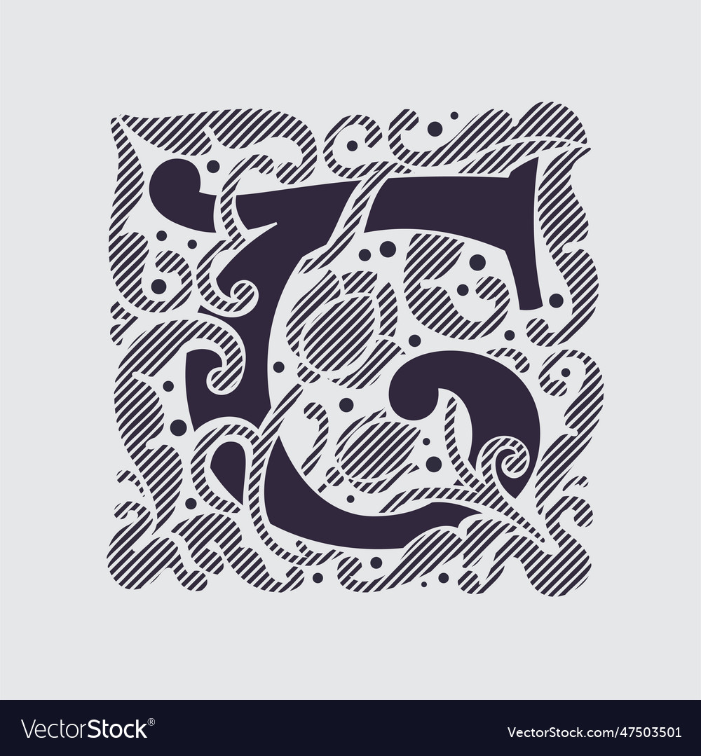 Medieval capital letter t logo in floral ornament Vector Image