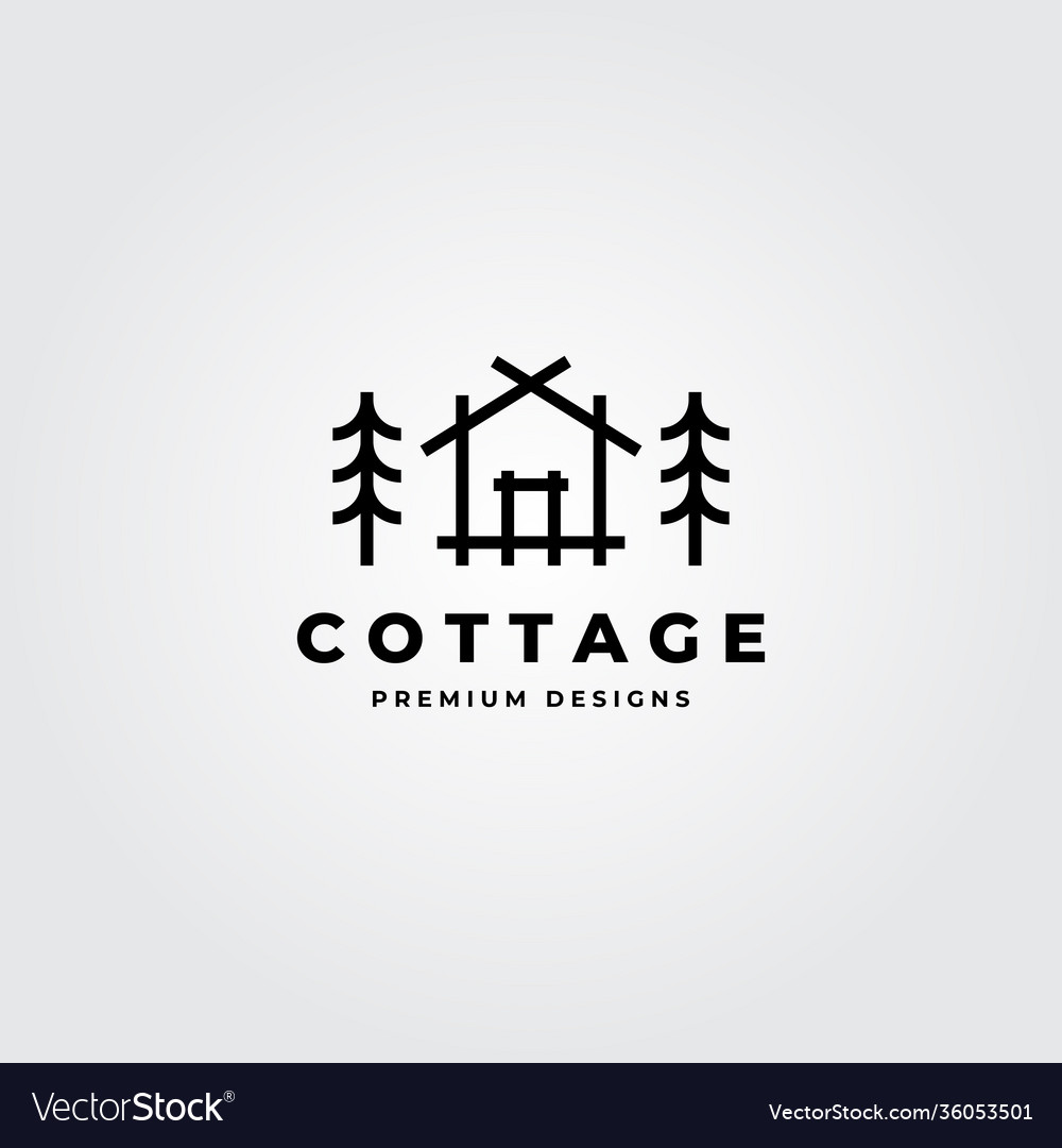 Nature cottage logo line art minimalist symbol Vector Image