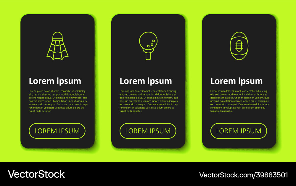 Set line badminton shuttlecock golf ball tee Vector Image