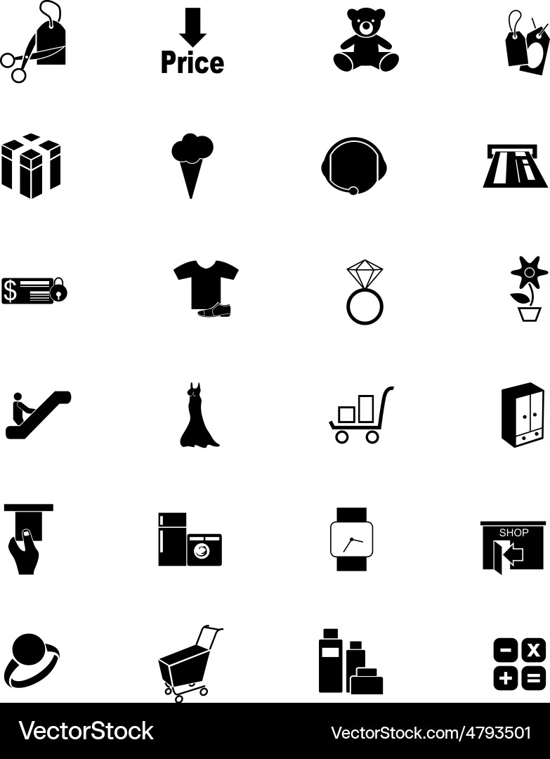 Shopping solid icons 5 Royalty Free Vector Image