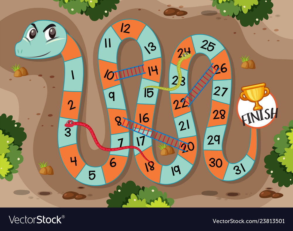 Snake ladder game template Royalty Free Vector Image