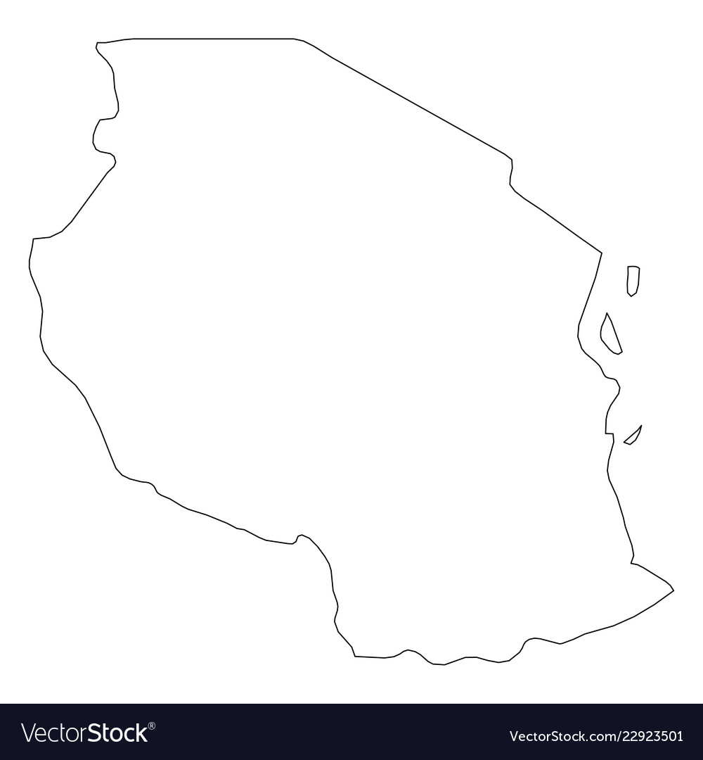 Tanzania - solid black outline border map Vector Image