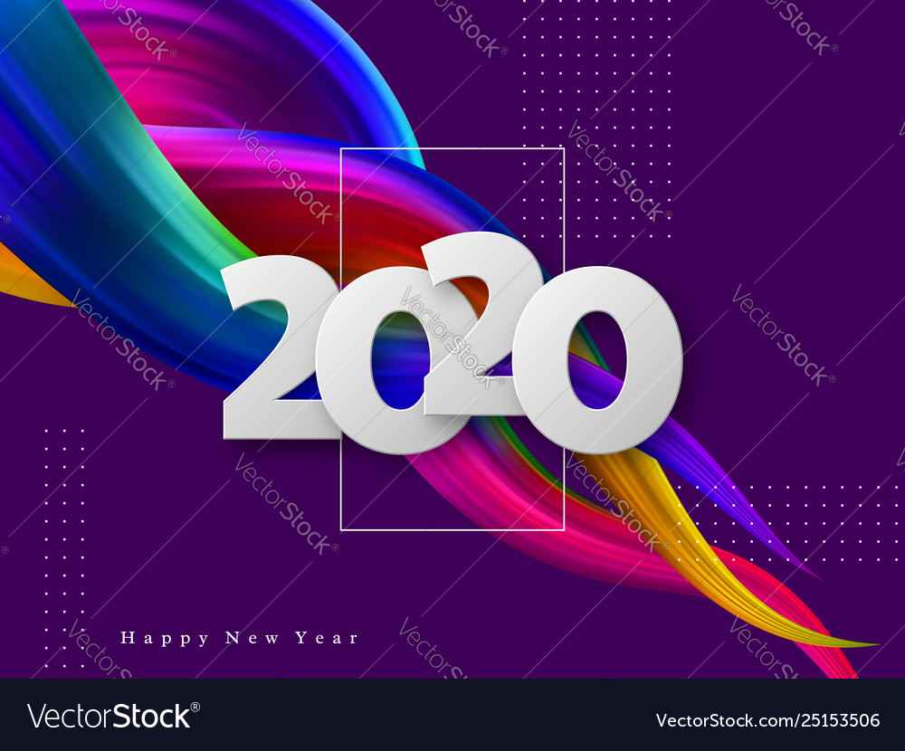 2020 new year sign on abstract liquid background Vector Image