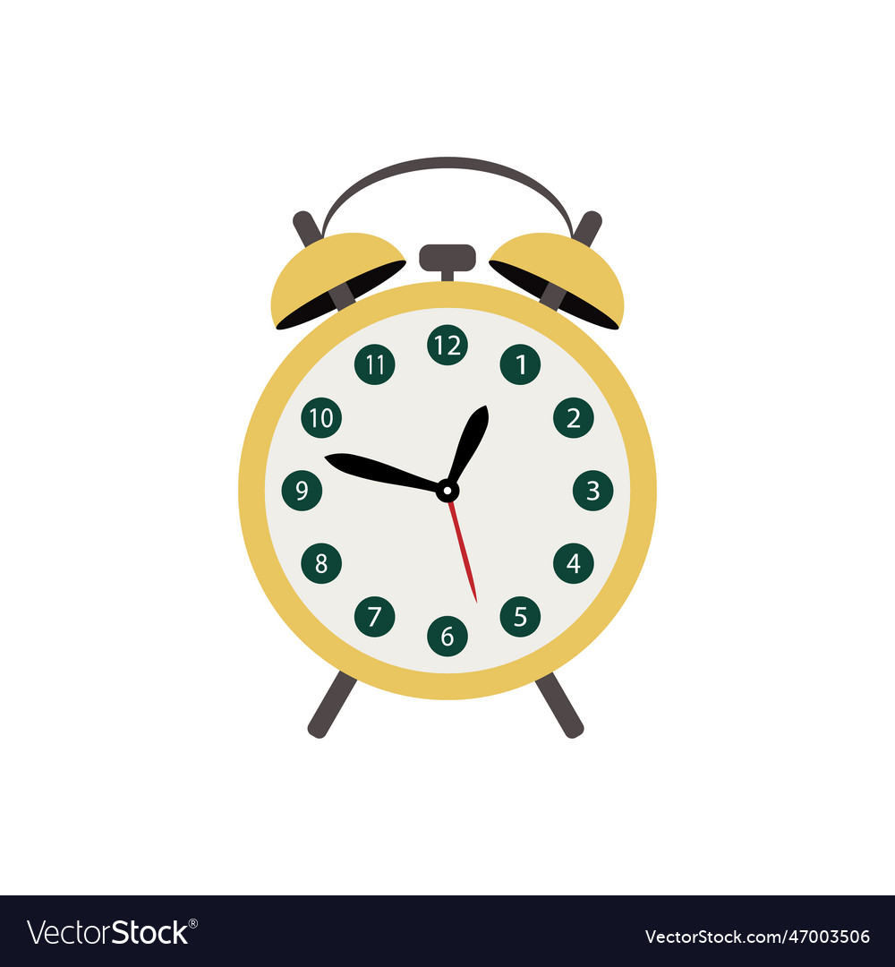 Alarm clock yellow Royalty Free Vector Image VectorStock
