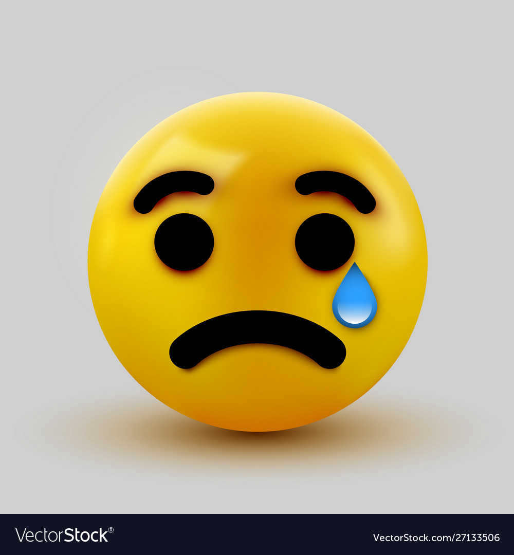 Crying sad emoticon emoji smiley social network Vector Image