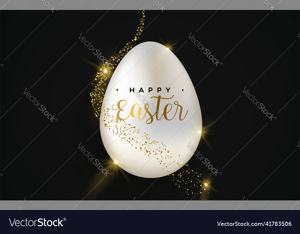 Happy easter gold glitter luxury egg 3d card Vector Image