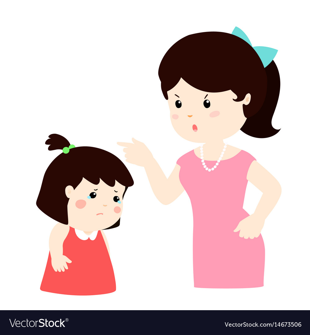 Mother Scolds Her Daughter Cartoon Character Vector Image 