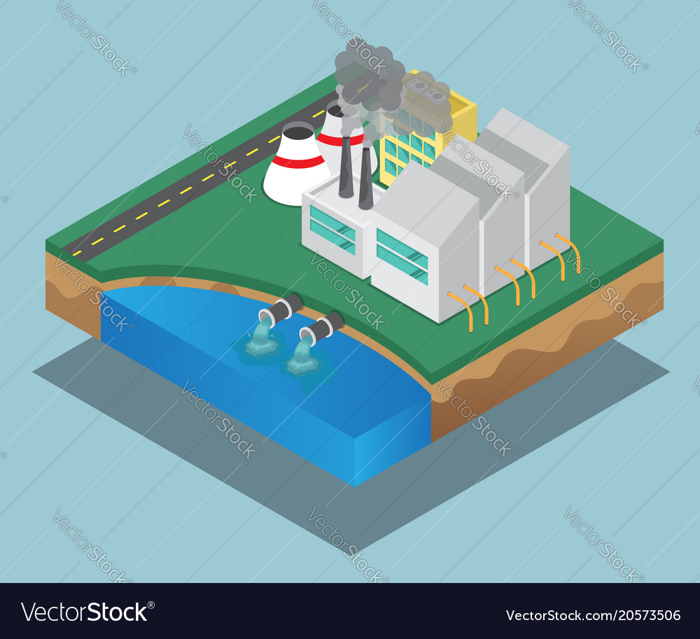 Pollution of industrial factory isometric