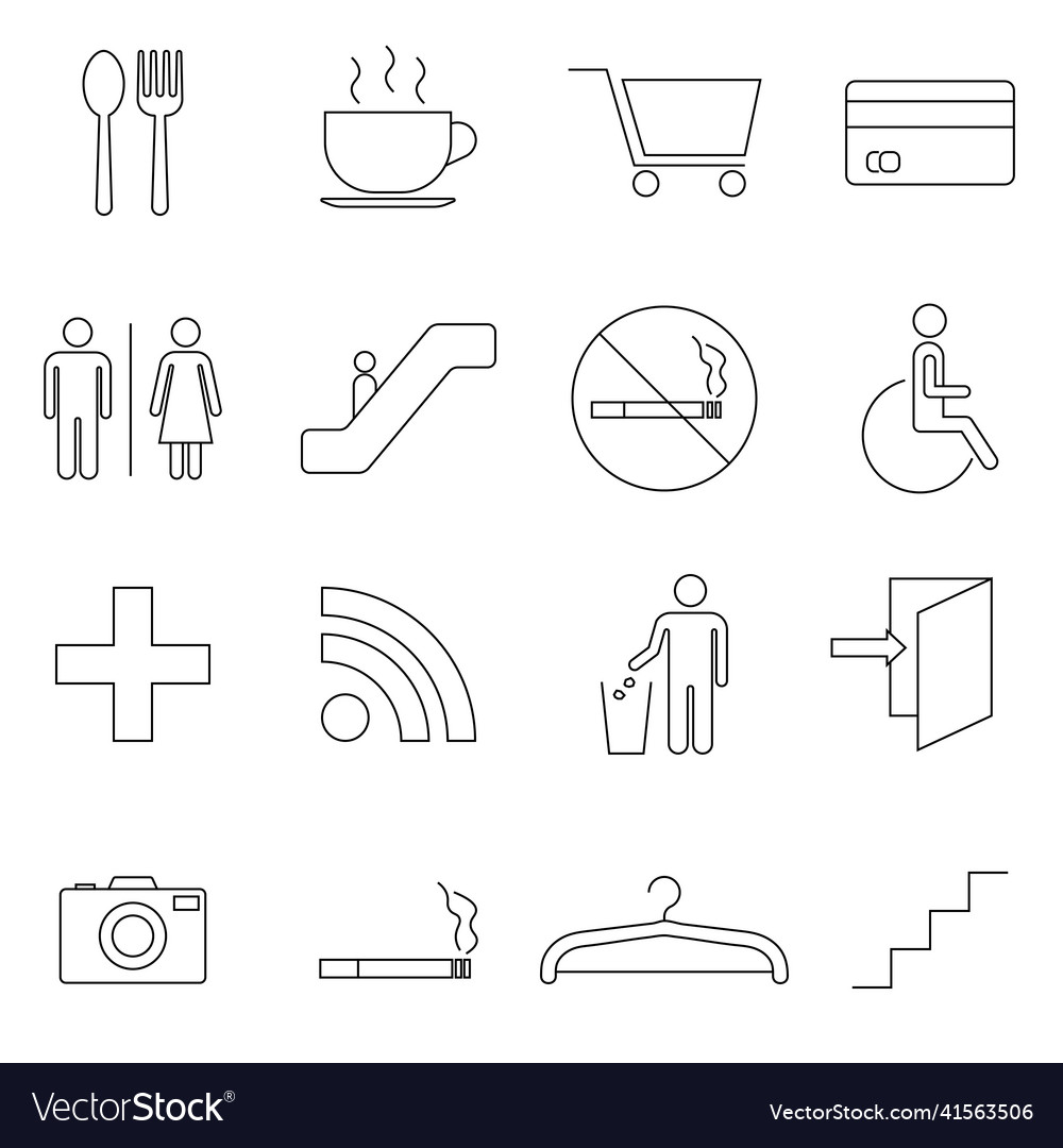 Shopping mall line icons set