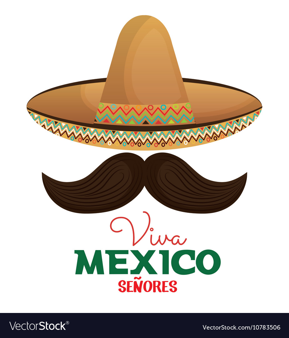 Viva Mexico Moustache And Hat Design Royalty Free Vector