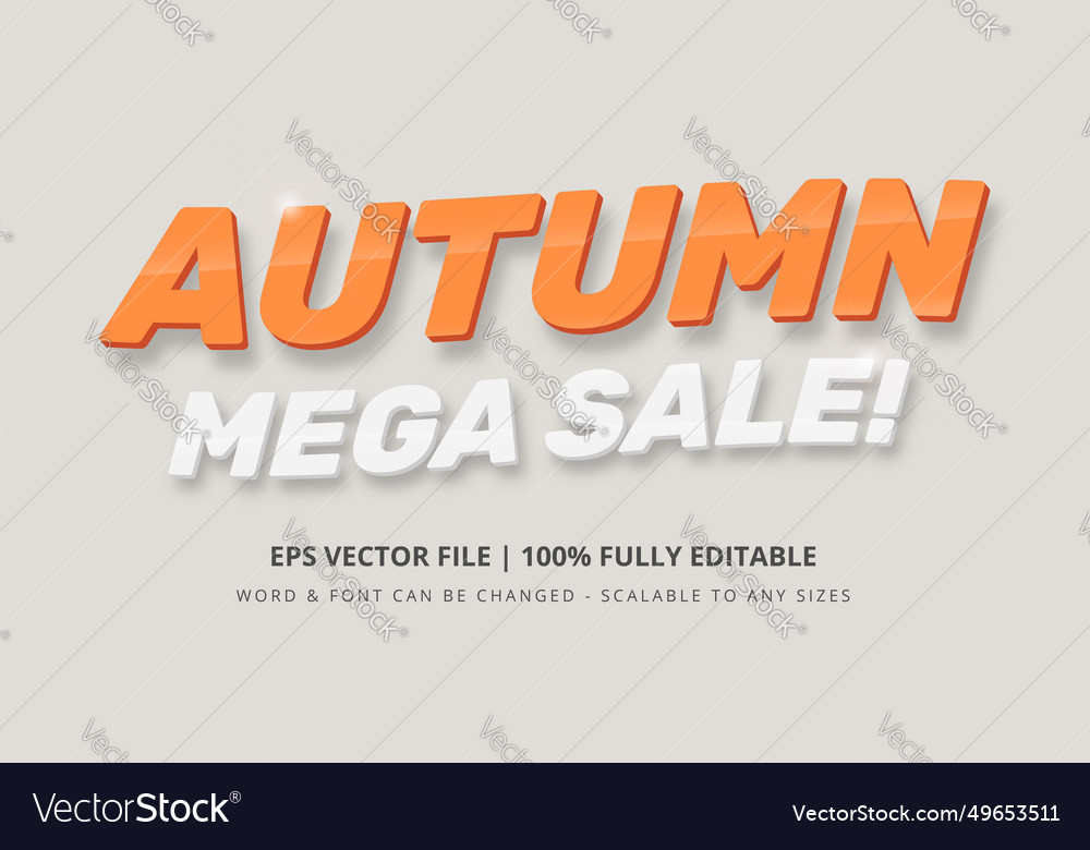 Autumn mega sale editable 3d text style effect