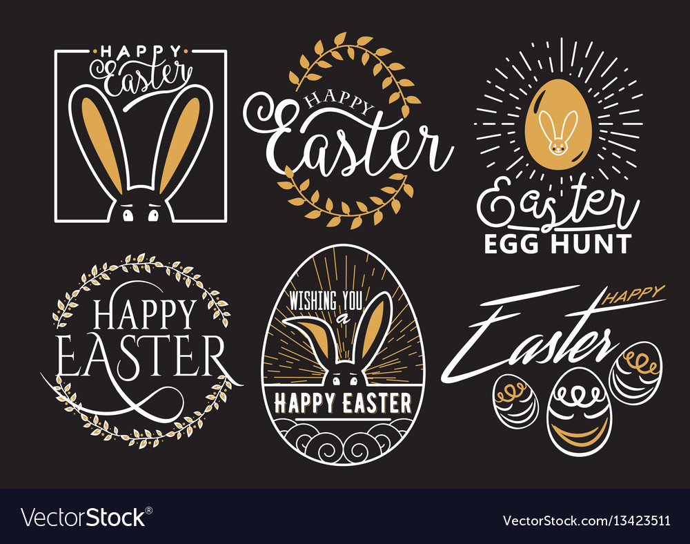 Easter wishes logo labels vector image Easter wishes logo labels