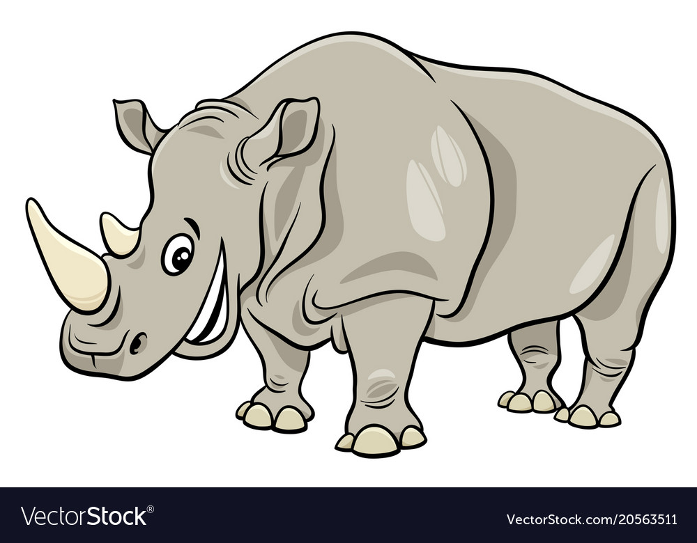 Funny rhinoceros animal cartoon character Vector Image Funny rhinoceros animal cartoon character Vector Image