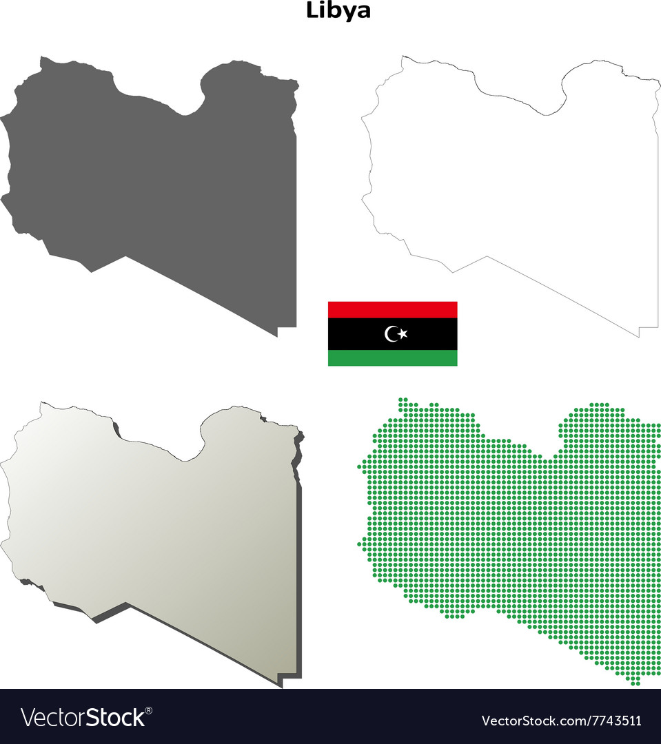 Libya outline map set Royalty Free Vector Image