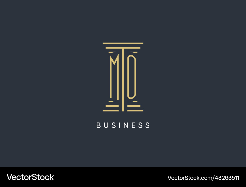 Mo initial monogram with pillar shape logo design Vector Image