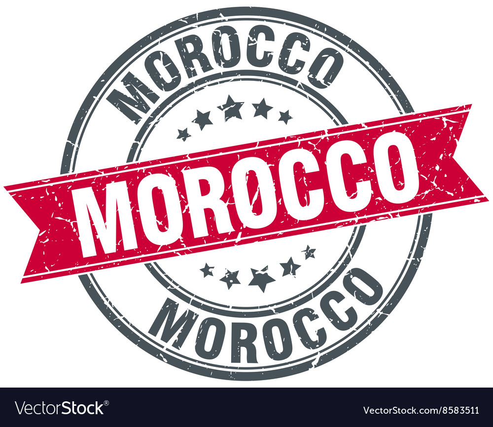 Morocco red round grunge vintage ribbon stamp Vector Image